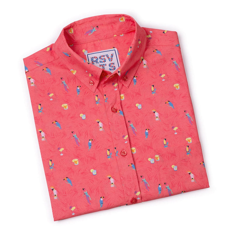 RSVLTS Tropical Flocktails KUNUFLEX Short Sleeve Shirt in Pink — detail 6