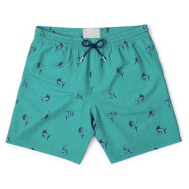RSVLTS Sailfish Stretch Seersucker Hybrid Shorts in Green — detail 2