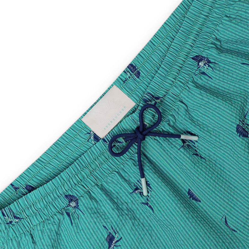 RSVLTS Sailfish Stretch Seersucker Hybrid Shorts in Green — detail 3