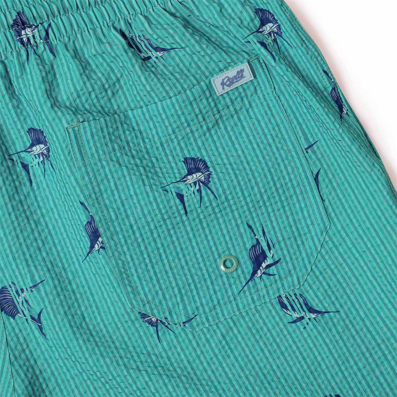RSVLTS Sailfish Stretch Seersucker Hybrid Shorts in Green — detail 5