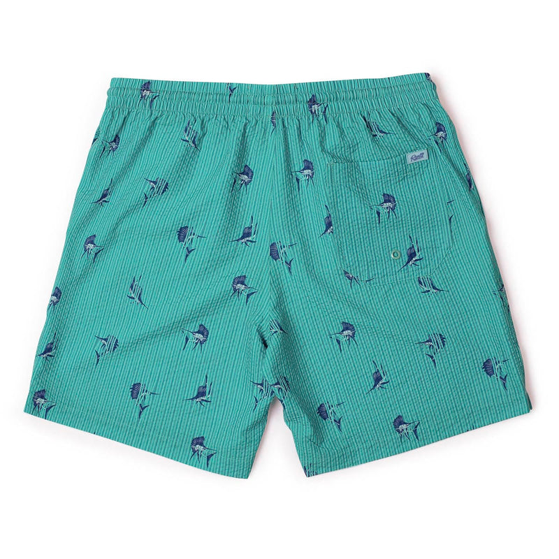 RSVLTS Sailfish Stretch Seersucker Hybrid Shorts in Green — detail 6