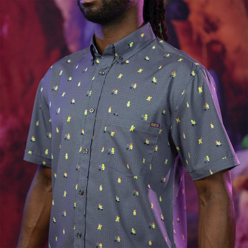 RSVLTS Diggin' Doozers KUNUFLEX Short Sleeve Shirt in Gray — detail 3