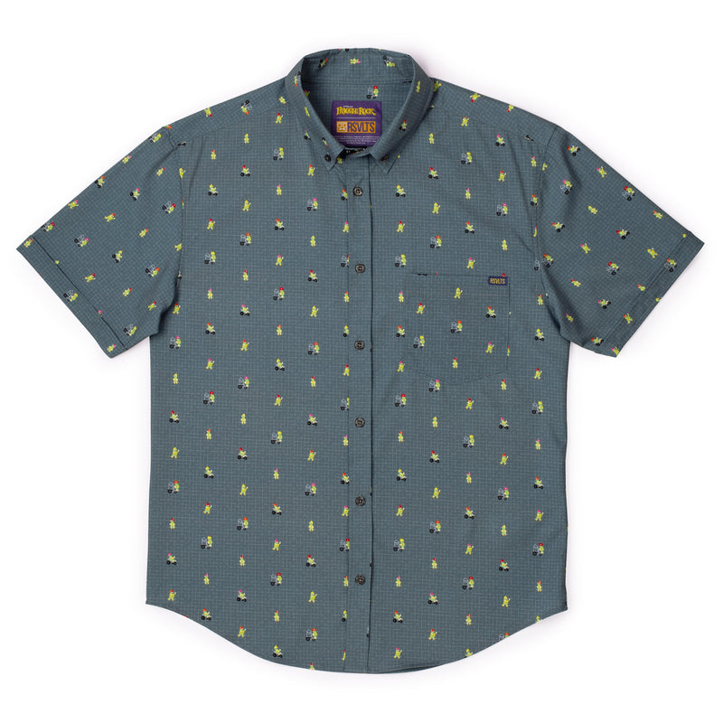 RSVLTS Diggin' Doozers KUNUFLEX Short Sleeve Shirt in Gray — detail 4