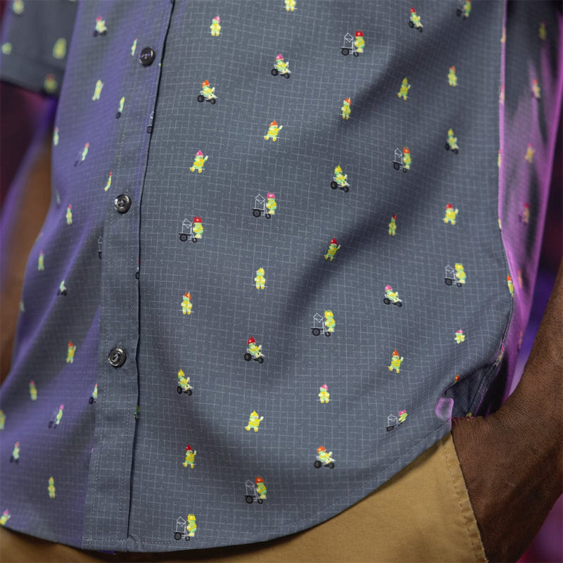 RSVLTS Diggin' Doozers KUNUFLEX Short Sleeve Shirt in Gray — detail 7