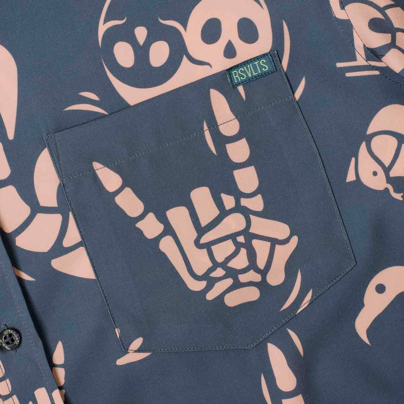 RSVLTS Snakes, Skulls, and Sunsets KUNUFLEX Short Sleeve Shirt in Gray — detail 6