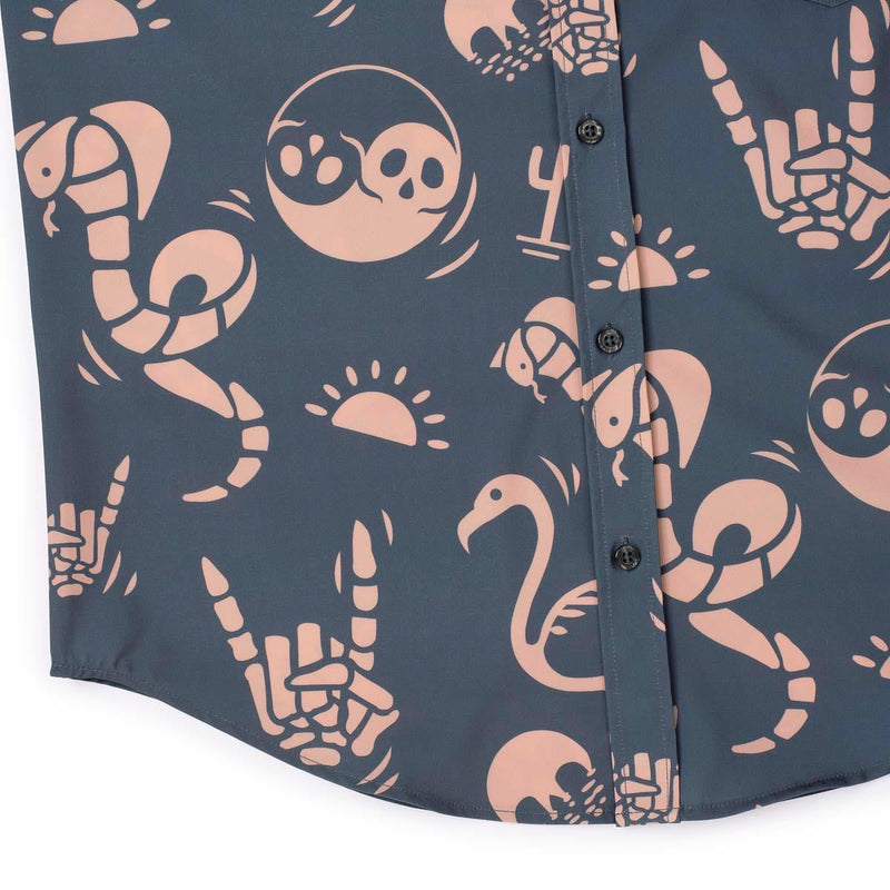 RSVLTS Snakes, Skulls, and Sunsets KUNUFLEX Short Sleeve Shirt in Gray — detail 8
