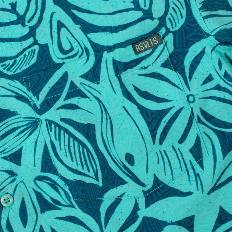 RSVLTS Sweet Blue Sea KUNUFLEX Short Sleeve Shirt in Green — detail 5