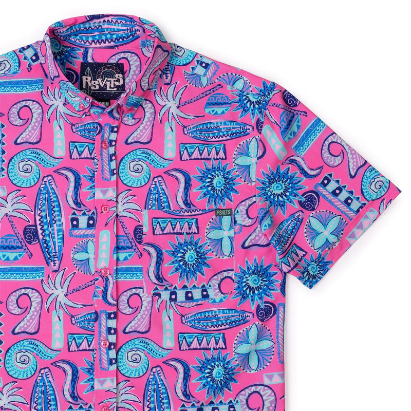 RSVLTS Pink Sand Beach KUNUFLEX Short Sleeve Shirt in Pink — detail 3