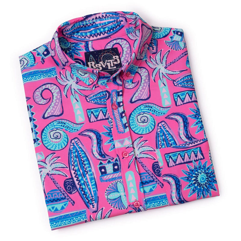 RSVLTS Pink Sand Beach KUNUFLEX Short Sleeve Shirt in Pink — detail 8