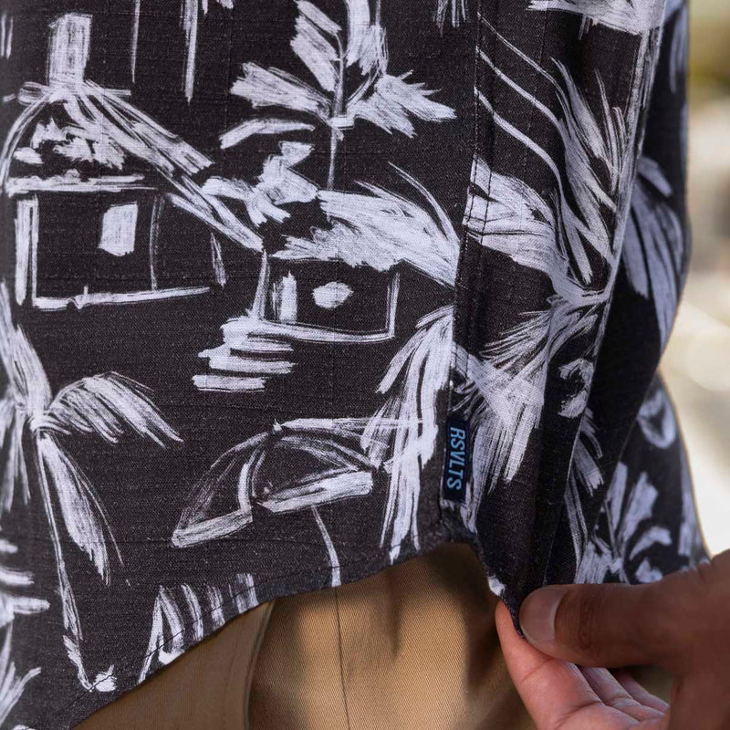 RSVLTS Bungalow Bamboo Short Sleeve Shirt in Black — detail 3