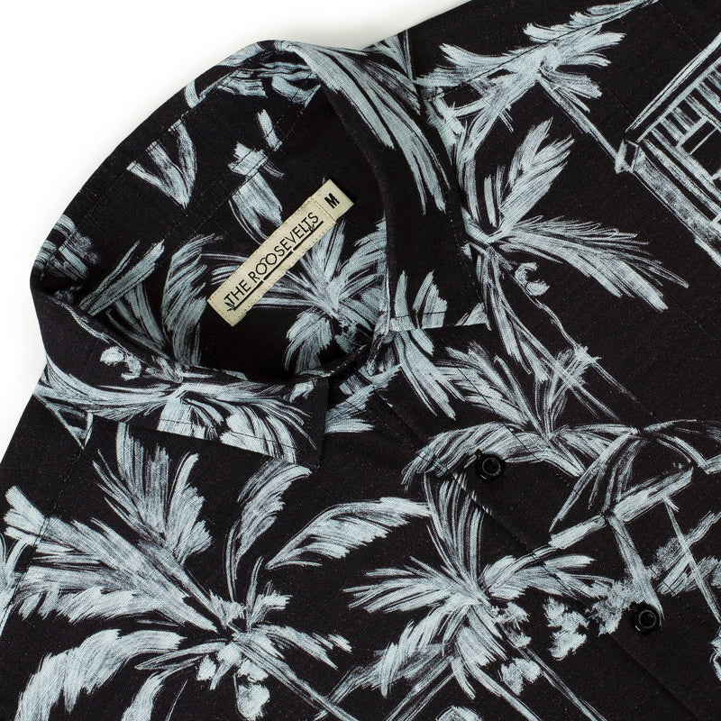 RSVLTS Bungalow Bamboo Short Sleeve Shirt in Black — detail 4