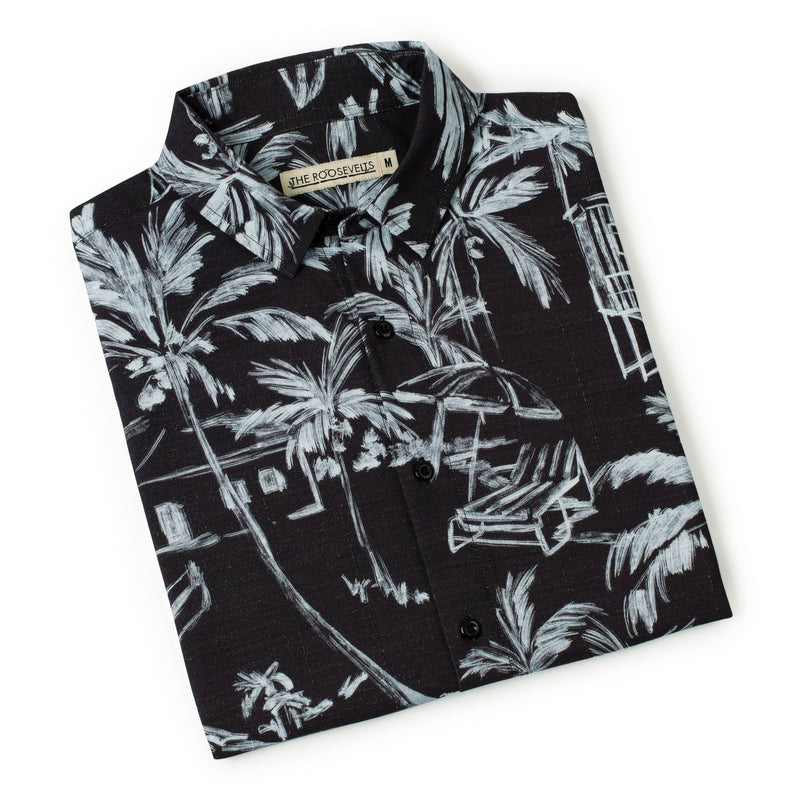 RSVLTS Bungalow Bamboo Short Sleeve Shirt in Black — detail 5