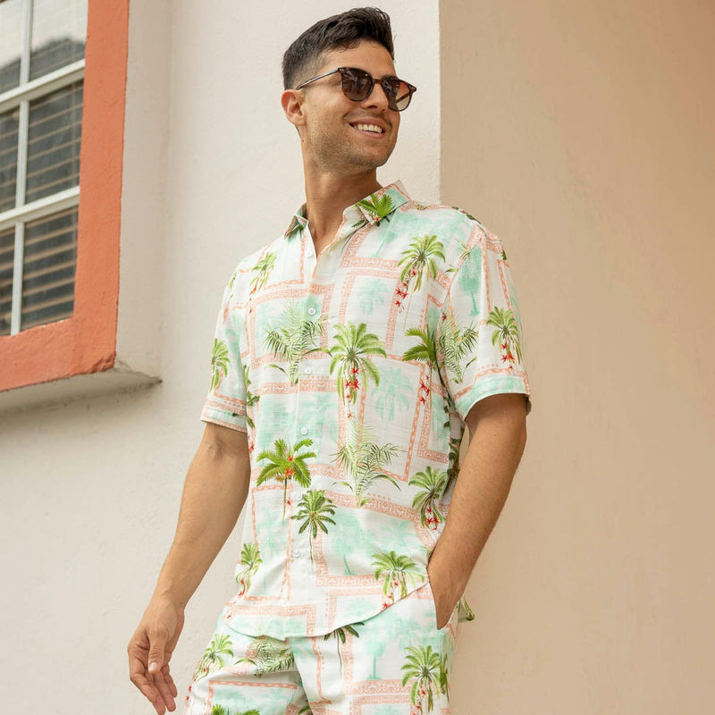 RSVLTS Portraits of Paradise Bamboo Short Sleeve Shirt in Green — detail 3