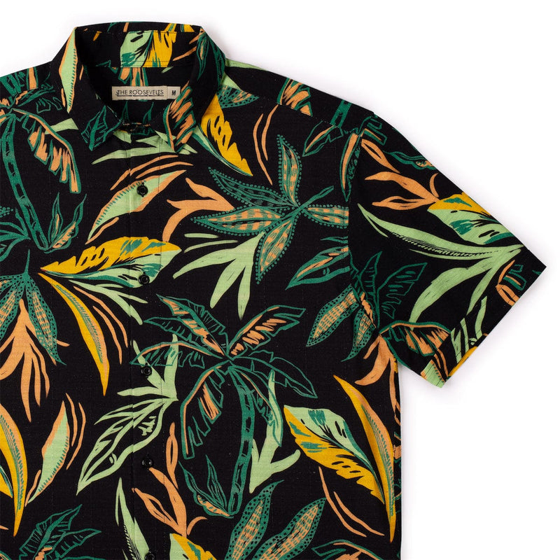 RSVLTS Wild Jungle Bamboo Short Sleeve Shirt in Black — detail 3