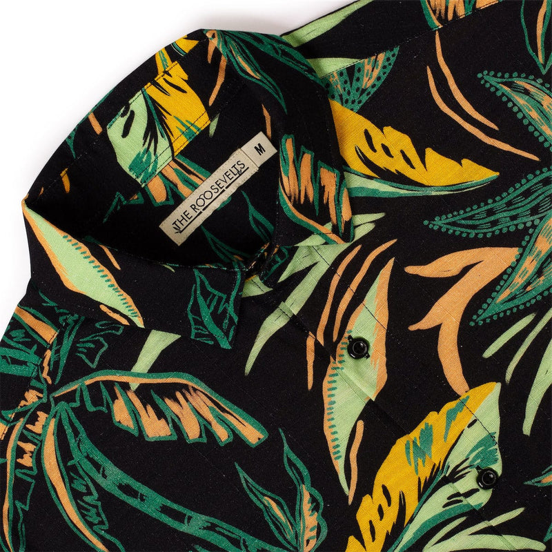 RSVLTS Wild Jungle Bamboo Short Sleeve Shirt in Black — detail 6