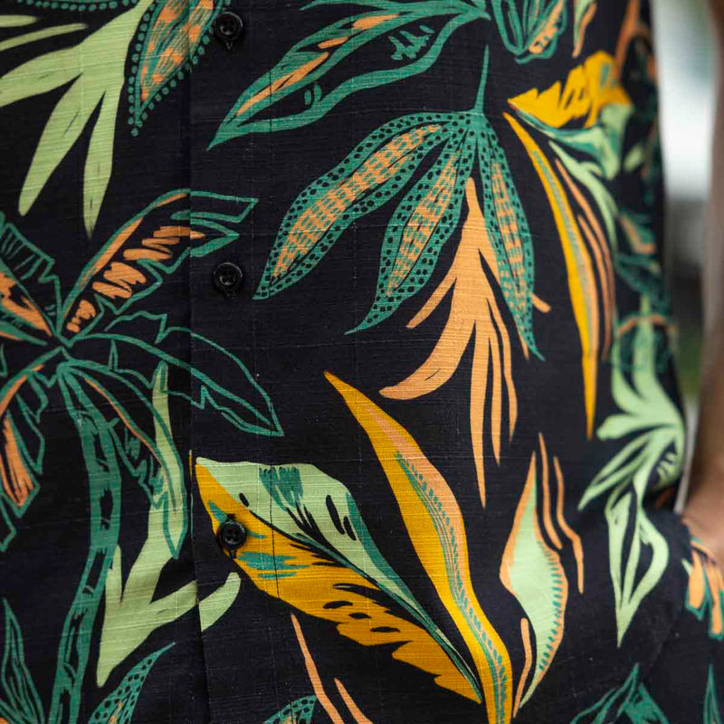 RSVLTS Wild Jungle Bamboo Short Sleeve Shirt in Black — detail 7