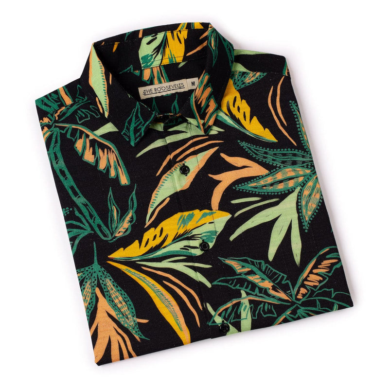 RSVLTS Wild Jungle Bamboo Short Sleeve Shirt in Black — detail 9