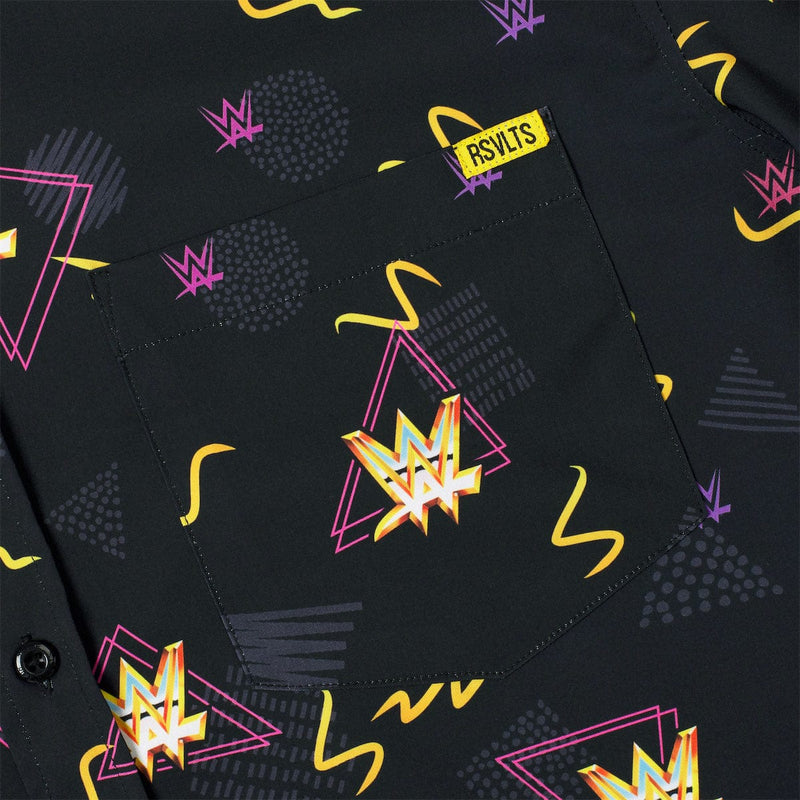 RSVLTS Retro Wrestling KUNUFLEX Short Sleeve Shirt in Black — detail 4