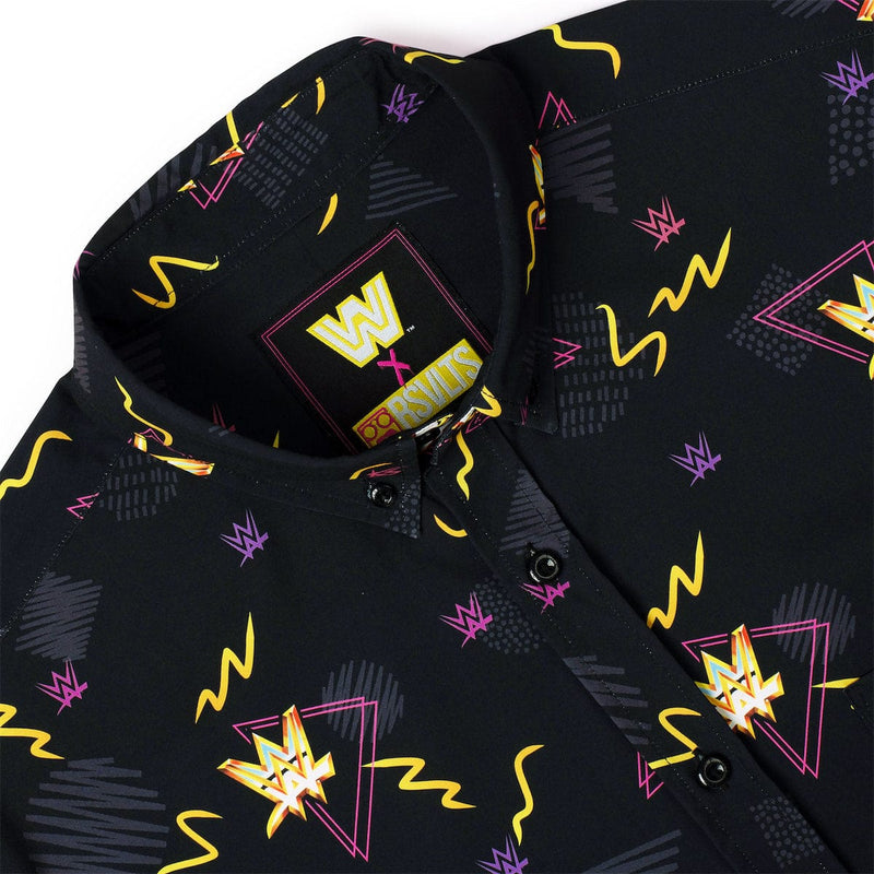 RSVLTS Retro Wrestling KUNUFLEX Short Sleeve Shirt in Black — detail 5