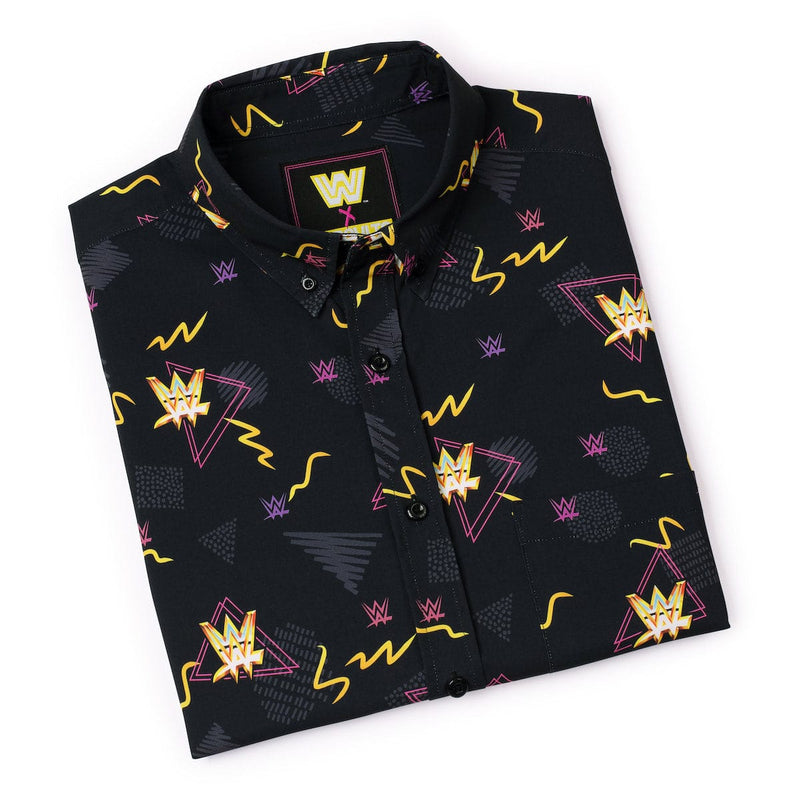 RSVLTS Retro Wrestling KUNUFLEX Short Sleeve Shirt in Black — detail 7