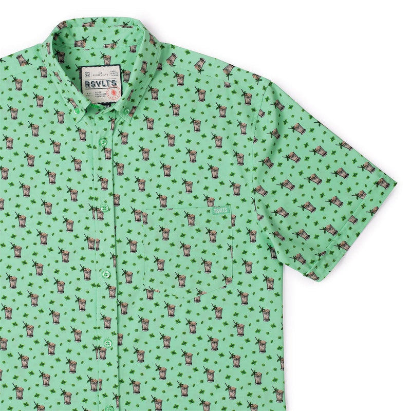 RSVLTS Classic Refresh-Mint KUNUFLEX Short Sleeve Shirt in Green — detail 2