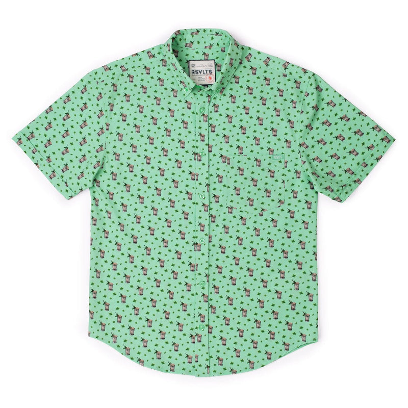 RSVLTS Classic Refresh-Mint KUNUFLEX Short Sleeve Shirt in Green — detail 4