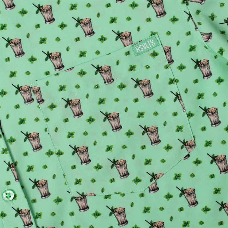 RSVLTS Classic Refresh-Mint KUNUFLEX Short Sleeve Shirt in Green — detail 5