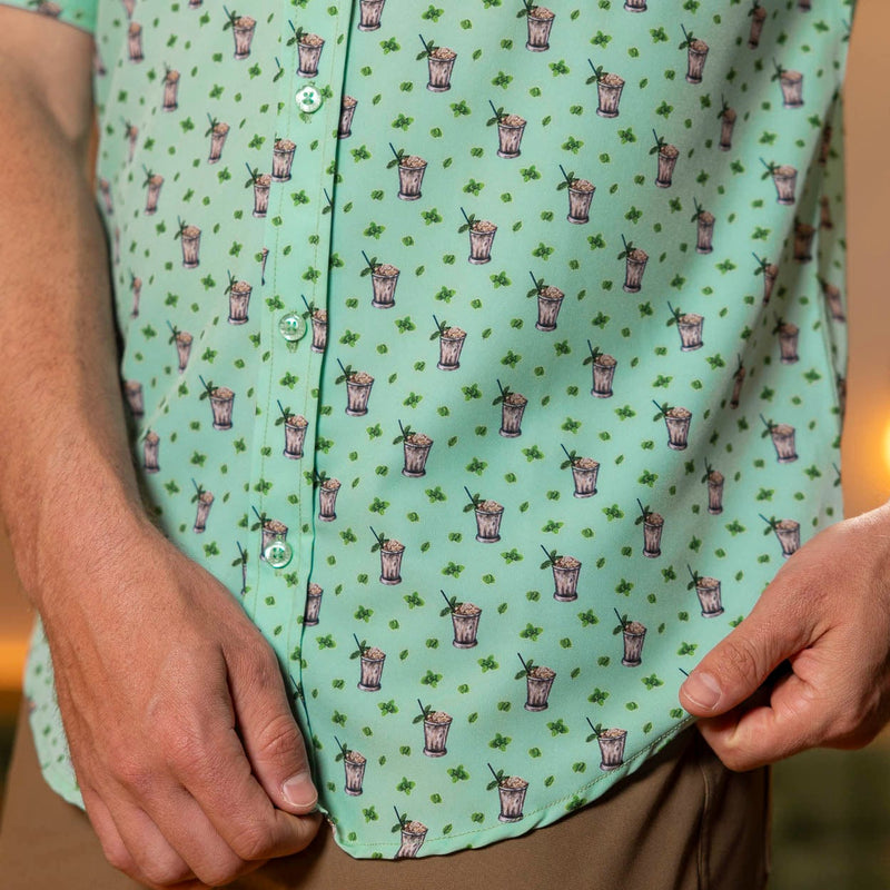RSVLTS Classic Refresh-Mint KUNUFLEX Short Sleeve Shirt in Green — detail 6
