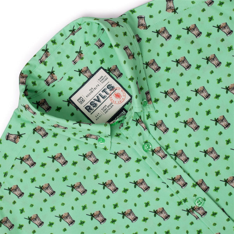 RSVLTS Classic Refresh-Mint KUNUFLEX Short Sleeve Shirt in Green — detail 7