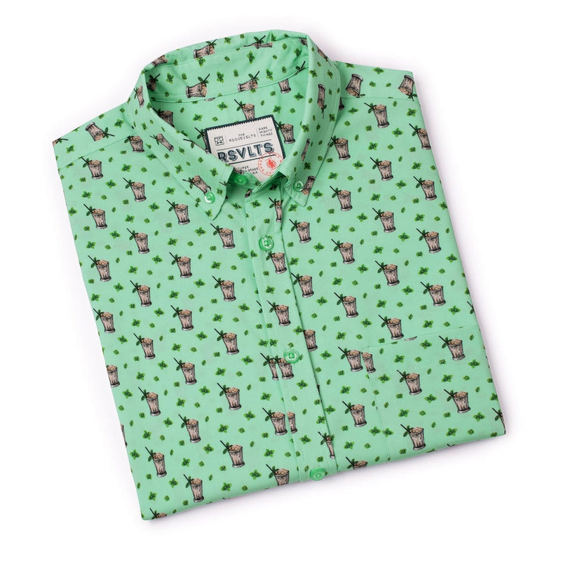 RSVLTS Classic Refresh-Mint KUNUFLEX Short Sleeve Shirt in Green — detail 8