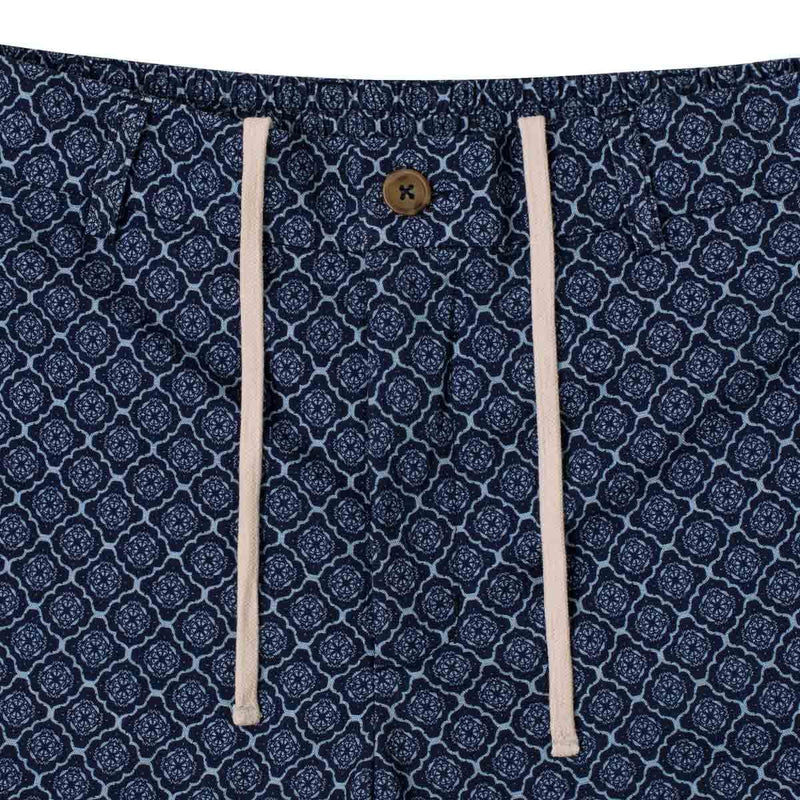 RSVLTS 'Roccan Tiles Bamboo Resort Shorts in Blue — detail 3