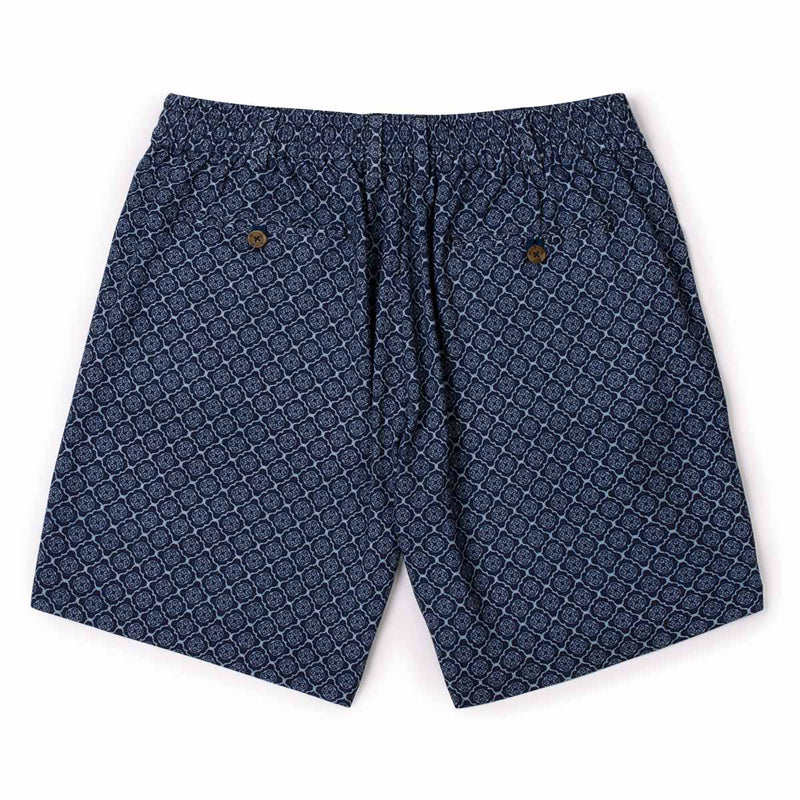 RSVLTS 'Roccan Tiles Bamboo Resort Shorts in Blue — detail 4