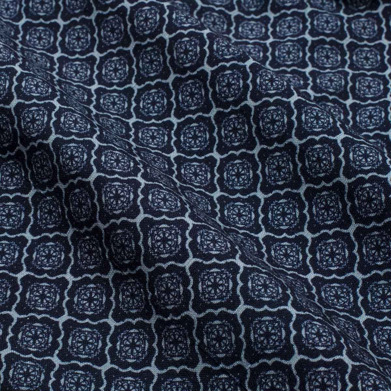 RSVLTS 'Roccan Tiles Bamboo Resort Shorts in Blue — detail 5