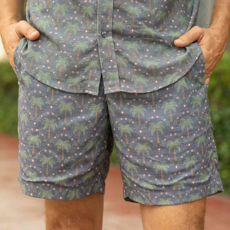 RSVLTS Keep Palm Bamboo Resort Shorts in Green — detail 2