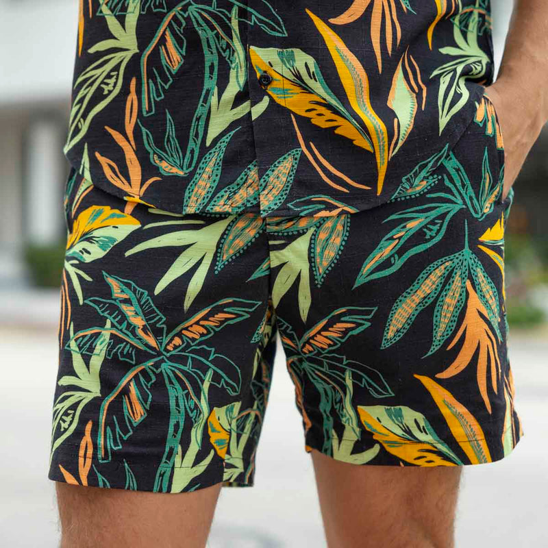 RSVLTS Wild Jungle Bamboo Resort Shorts in Black — detail 2