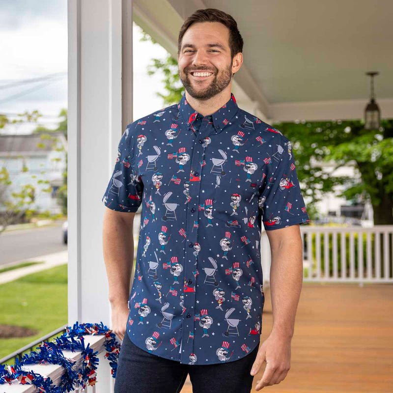 RSVLTS Fins & Freedom KUNUFLEX Short Sleeve Shirt in Blue — detail 2