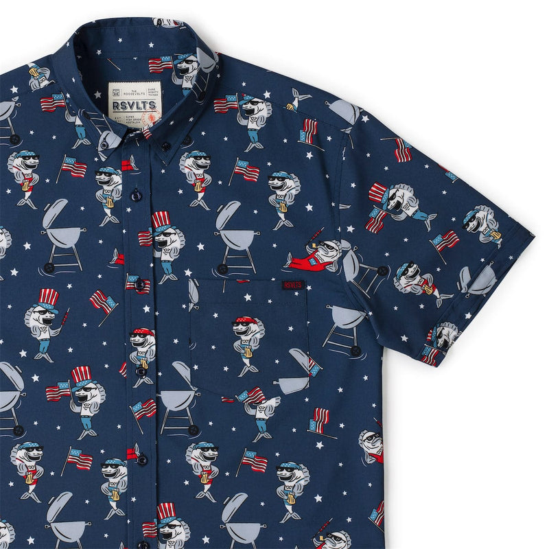 RSVLTS Fins & Freedom KUNUFLEX Short Sleeve Shirt in Blue — detail 3