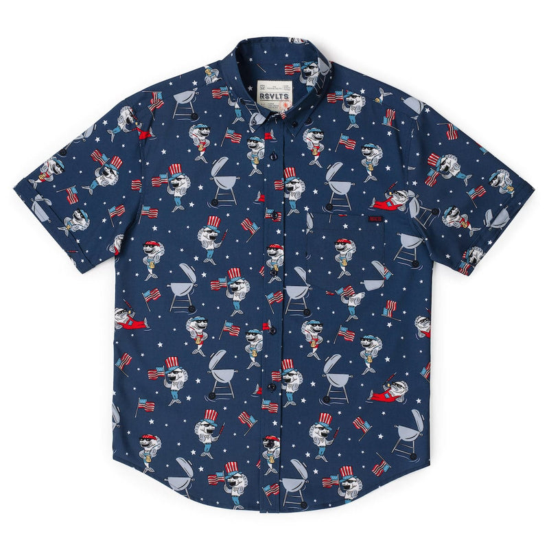 RSVLTS Fins & Freedom KUNUFLEX Short Sleeve Shirt in Blue — detail 4