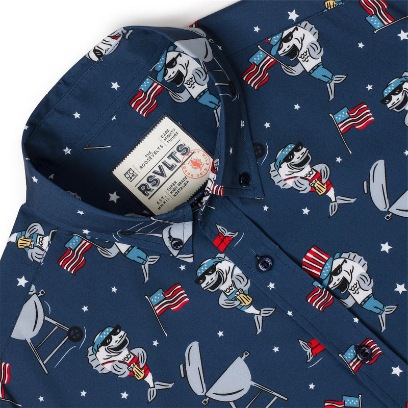 RSVLTS Fins & Freedom KUNUFLEX Short Sleeve Shirt in Blue — detail 6