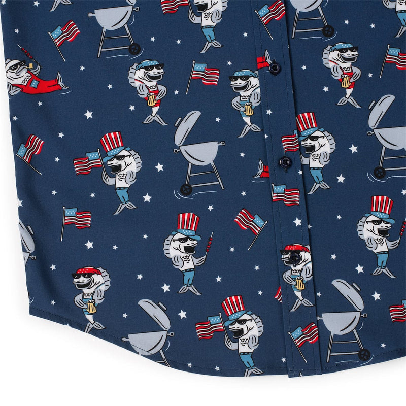 RSVLTS Fins & Freedom KUNUFLEX Short Sleeve Shirt in Blue — detail 7