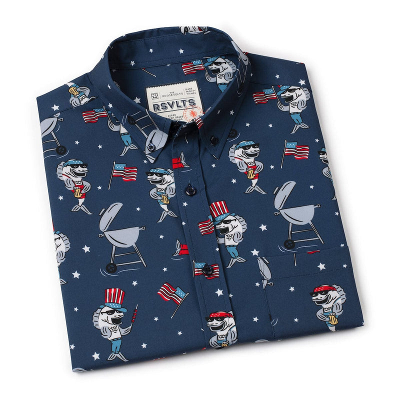 RSVLTS Fins & Freedom KUNUFLEX Short Sleeve Shirt in Blue — detail 8