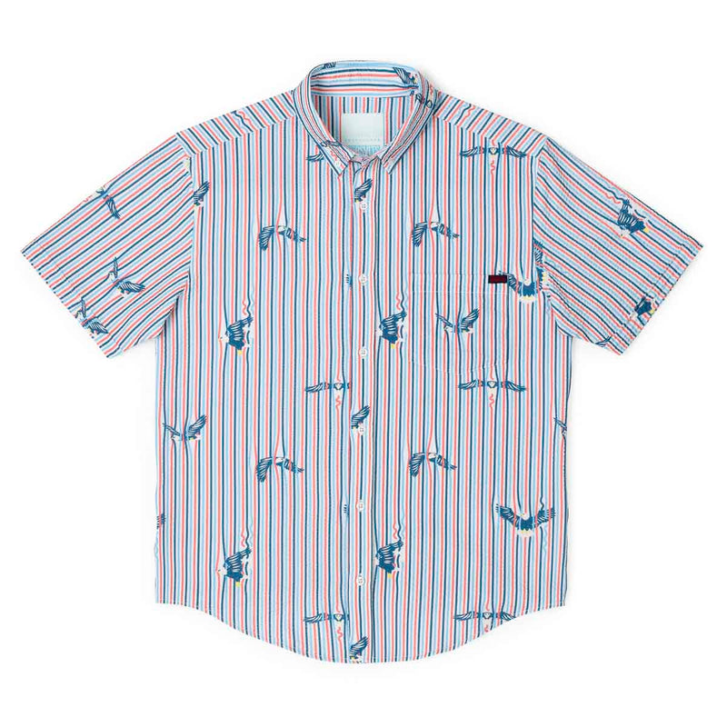RSVLTS America's Got Talons Stretch Seersucker Short Sleeve Shirt in Blue — detail 4
