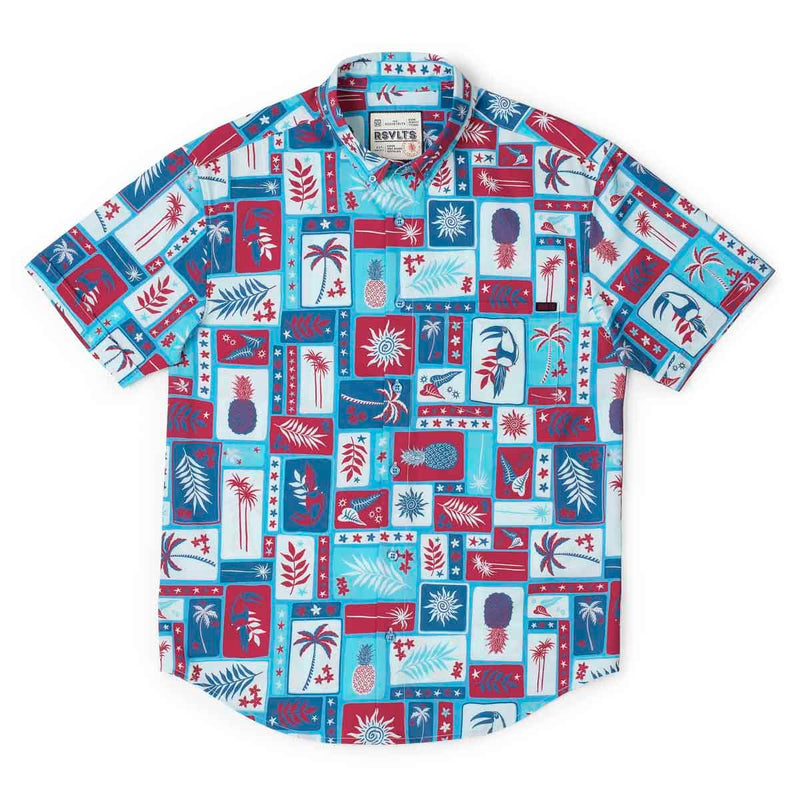 RSVLTS Vacation Nation KUNUFLEX Short Sleeve Shirt in Blue — detail 4