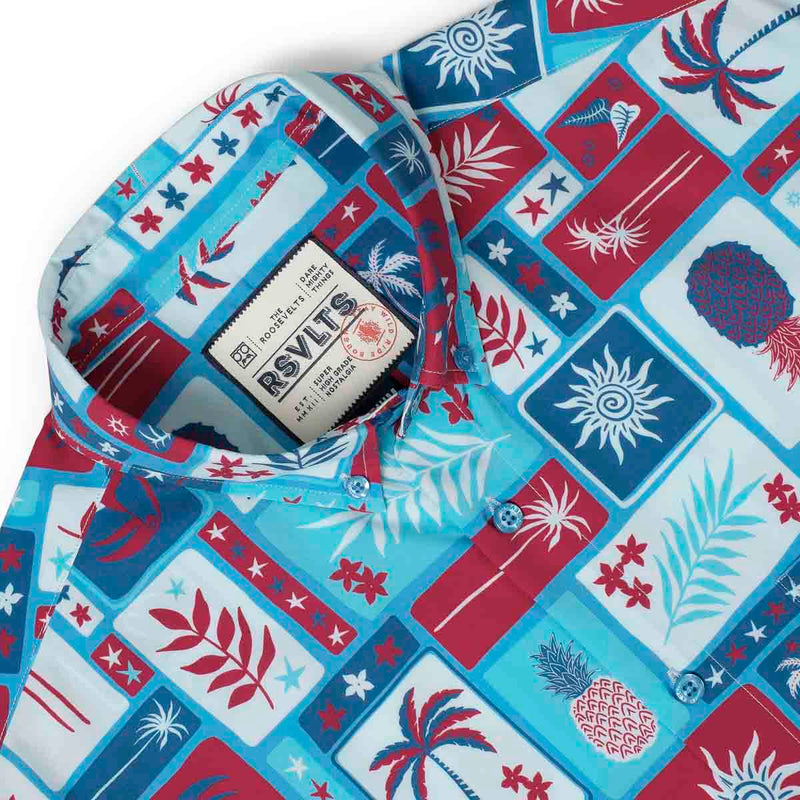 RSVLTS Vacation Nation KUNUFLEX Short Sleeve Shirt in Blue — detail 6