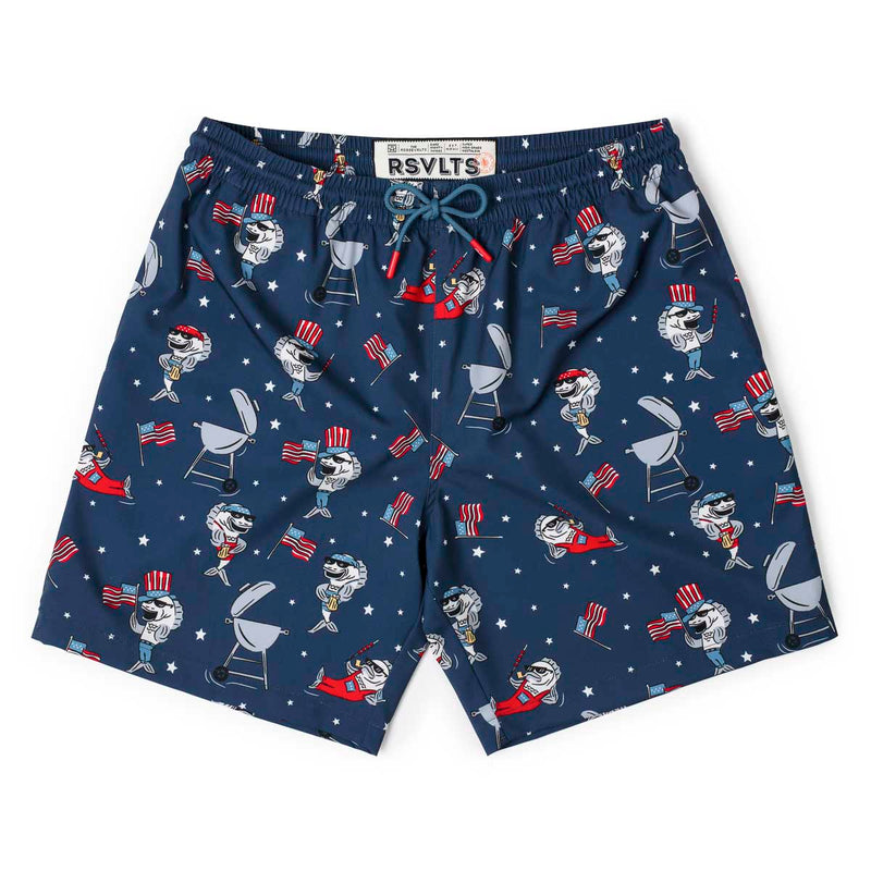 RSVLTS Fins & Freedom Hybrid Shorts in Blue — detail 3