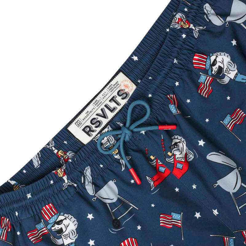 RSVLTS Fins & Freedom Hybrid Shorts in Blue — detail 4