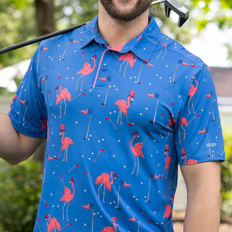 RSVLTS FORE-mingos All-Day Polo in Blue — front view