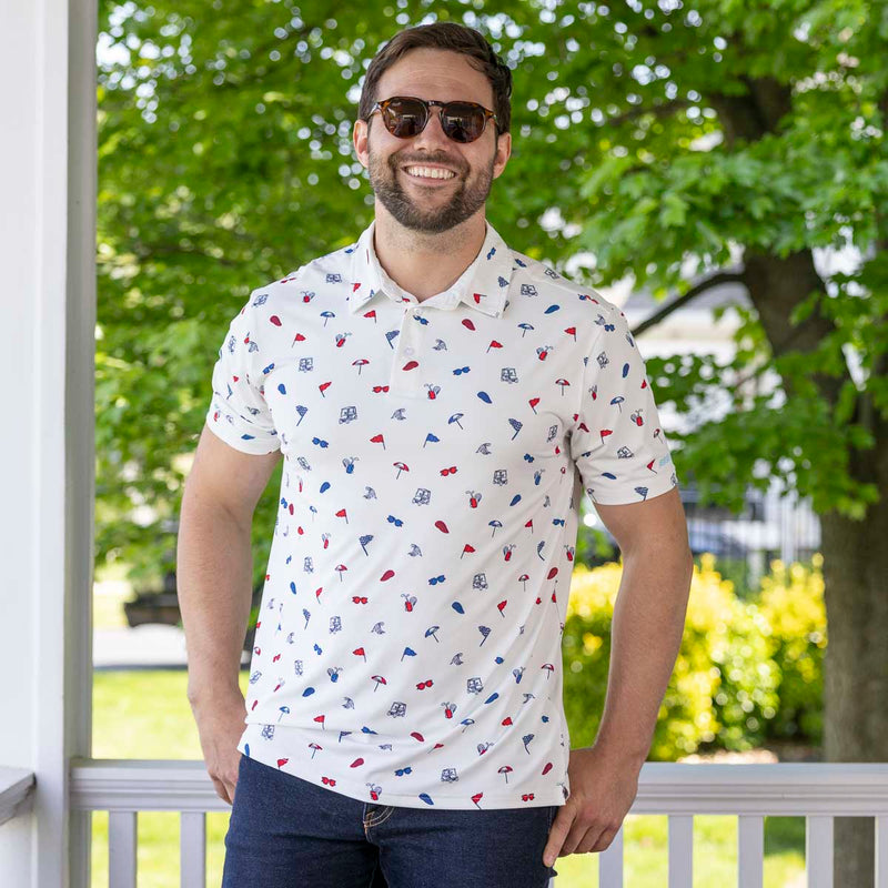 RSVLTS Let Freedom Swing All-Day Polo in Blue — detail 2