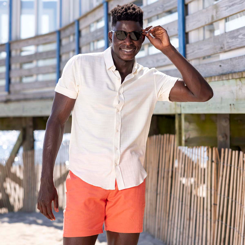 RSVLTS White Sand Bamboo Short Sleeve Shirt in White — detail 2