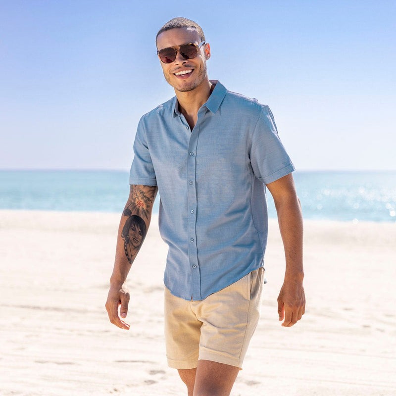 RSVLTS Ocean Mist Bamboo Short Sleeve Shirt in Blue — detail 2
